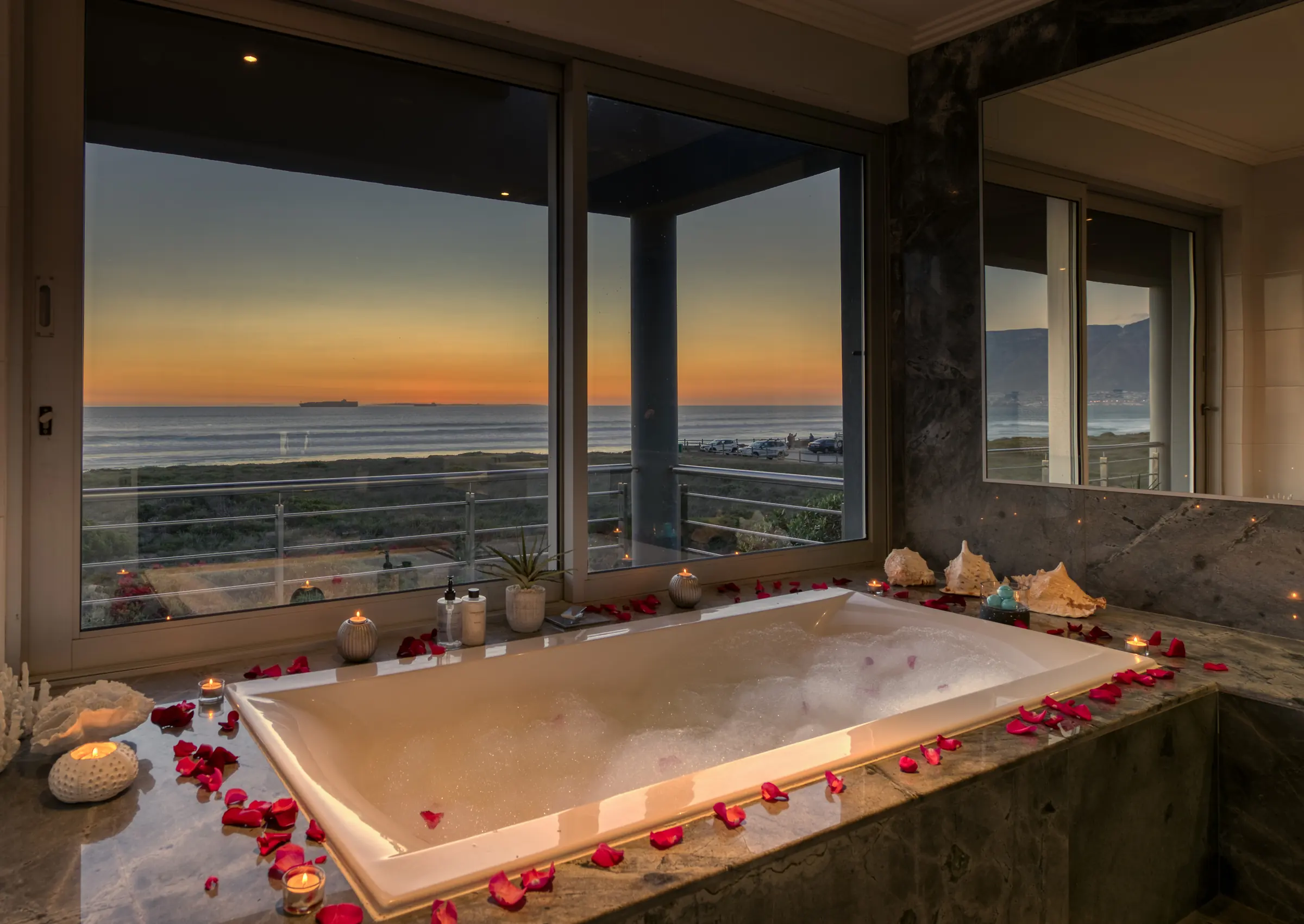 Bath with sunset ocean view, Atlantic Palms